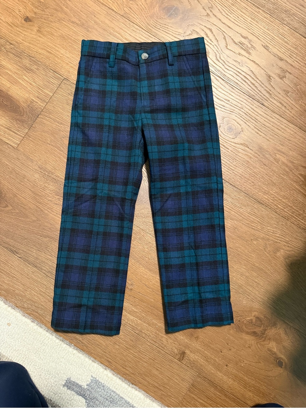 Janie and Jack Navy and Teal Plaid Dress Pants